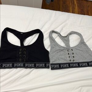 PINK SPORTS BRA BLACK AND GRAY